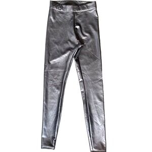 Silver gray‎ metallic leggings pants women size XS